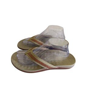 Orthabeel Womens Orthopedic Comfort Flip Flops  Womens Size 10 Olive & Brown